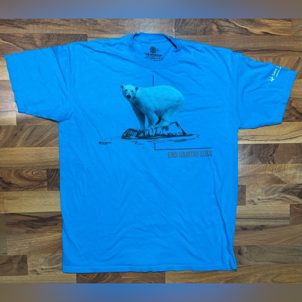 The Mountain Polar Bear End Habitat Loss Shirt size XL Blue Saint Louis Zoo